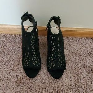 Black open toe booties